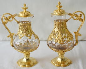 French antique solid silver gilt Gothic Chapel Set